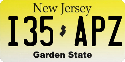NJ license plate I35APZ