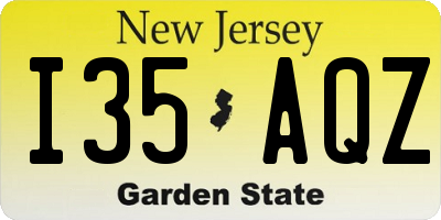 NJ license plate I35AQZ