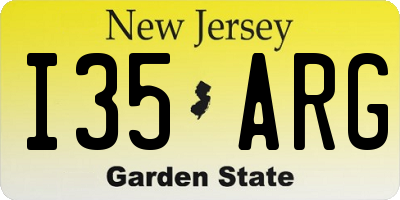 NJ license plate I35ARG