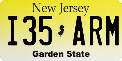 NJ license plate I35ARM