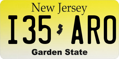 NJ license plate I35ARO