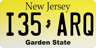 NJ license plate I35ARQ
