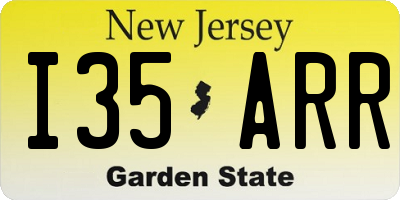 NJ license plate I35ARR