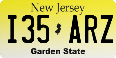 NJ license plate I35ARZ