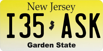 NJ license plate I35ASK