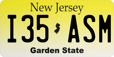 NJ license plate I35ASM