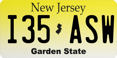 NJ license plate I35ASW