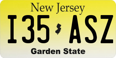 NJ license plate I35ASZ