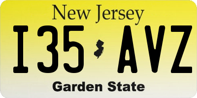 NJ license plate I35AVZ