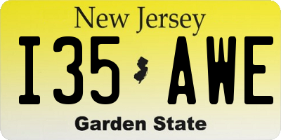 NJ license plate I35AWE