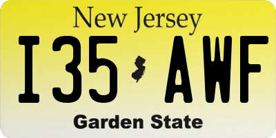 NJ license plate I35AWF
