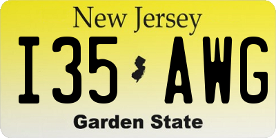 NJ license plate I35AWG