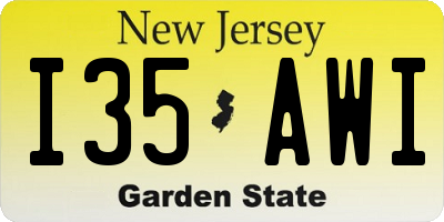 NJ license plate I35AWI