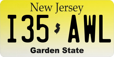 NJ license plate I35AWL