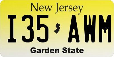 NJ license plate I35AWM
