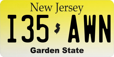 NJ license plate I35AWN