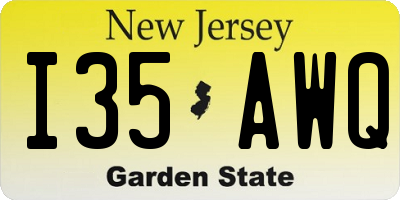 NJ license plate I35AWQ