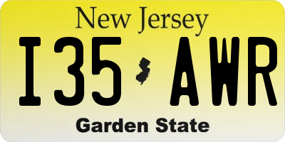 NJ license plate I35AWR