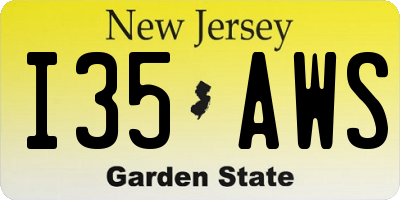 NJ license plate I35AWS