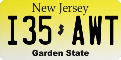 NJ license plate I35AWT