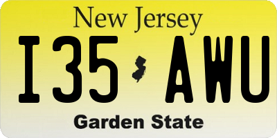 NJ license plate I35AWU