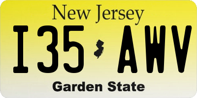 NJ license plate I35AWV