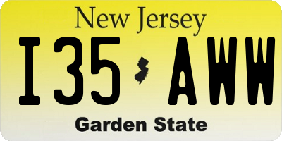 NJ license plate I35AWW