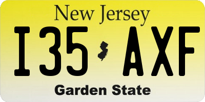 NJ license plate I35AXF