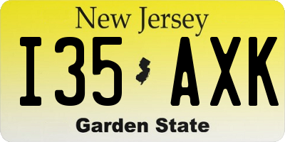 NJ license plate I35AXK