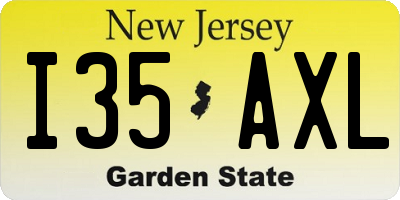 NJ license plate I35AXL
