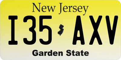 NJ license plate I35AXV