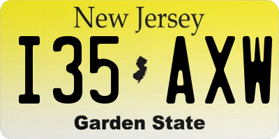 NJ license plate I35AXW