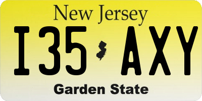 NJ license plate I35AXY