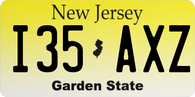 NJ license plate I35AXZ