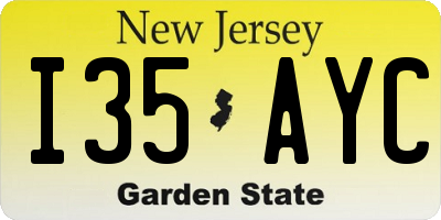 NJ license plate I35AYC