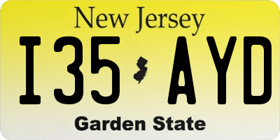 NJ license plate I35AYD