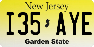 NJ license plate I35AYE