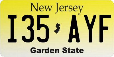NJ license plate I35AYF