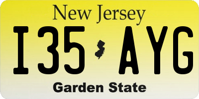 NJ license plate I35AYG