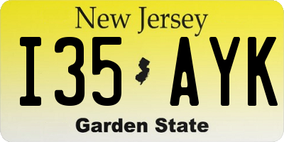 NJ license plate I35AYK