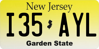 NJ license plate I35AYL