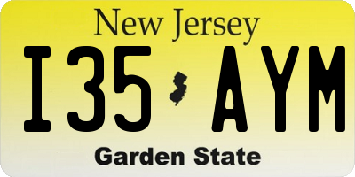 NJ license plate I35AYM