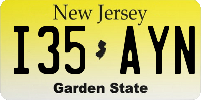 NJ license plate I35AYN
