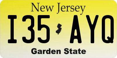 NJ license plate I35AYQ