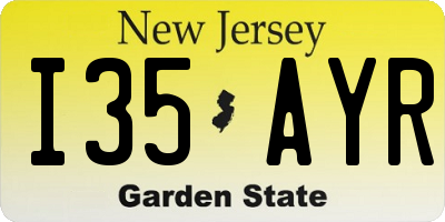 NJ license plate I35AYR