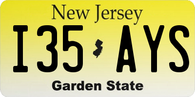 NJ license plate I35AYS