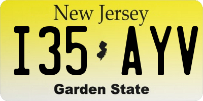 NJ license plate I35AYV