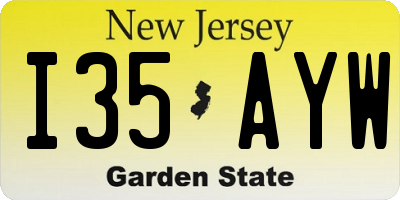 NJ license plate I35AYW