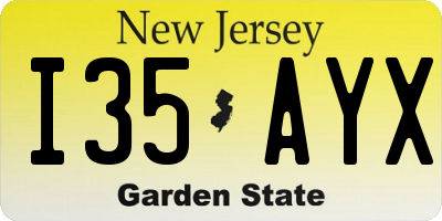 NJ license plate I35AYX