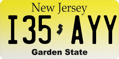 NJ license plate I35AYY
